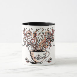 Taza Artistic Swirl Botanical Coffee Cup Illustration M