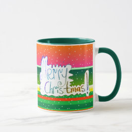 Taza artística con letra a mano de Feliz Navidad