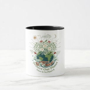 Taza Artístico "Protege nuestro planeta" Tierra floral 