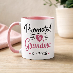 Taza Ascendida a Abuela Est 2026 Corazón Rosa