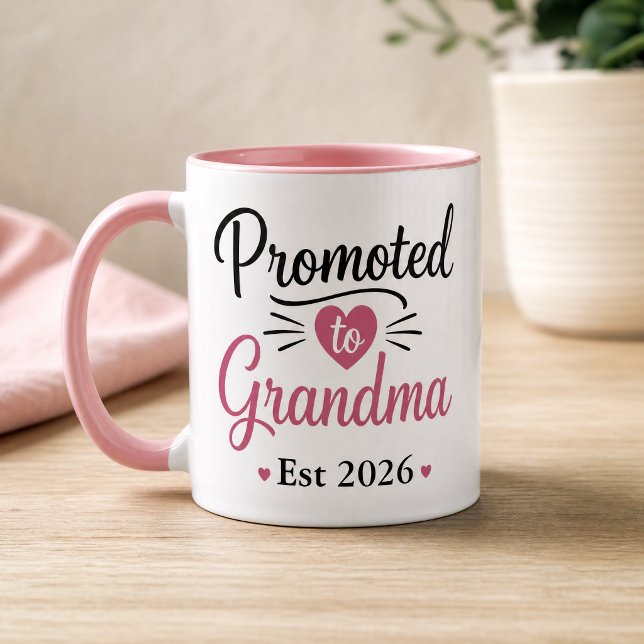 Taza Ascendida a Abuela Est 2026 Corazón Rosa (Subido por el creador)