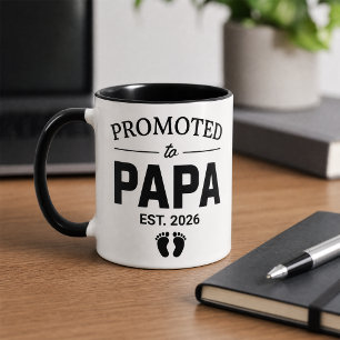 Taza Ascendido a Papá Est. 2026 Anuncio de Embarazo
