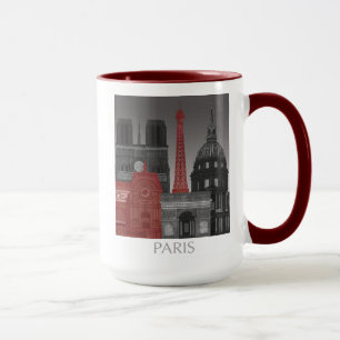 Taza Ascensos de París por la noche - Rojo