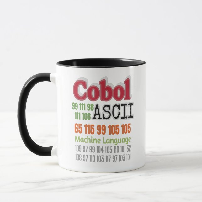 Taza Ascii Cobol Programming Machine Language (Izquierda)