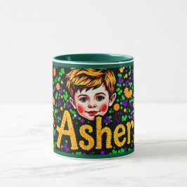 Taza ASHER ~ GLOSSY Sequin Picture ~ Mug