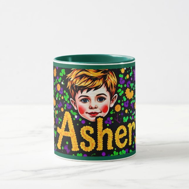 Taza ASHER ~ GLOSSY Sequin Picture ~ Mug (Centro)
