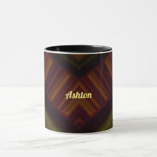 Taza ASHTON ~ GLOSSY 3D Glossy Black Brown Green ~ Mug