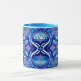 Taza ASHTON ~ Zany 3D Fractal ~ Sombras de Blue Mug