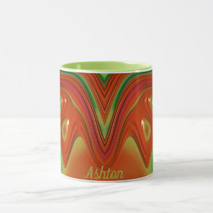 Taza ASHTON ~ Zany 3D ~ Navidades verdes de color rojo