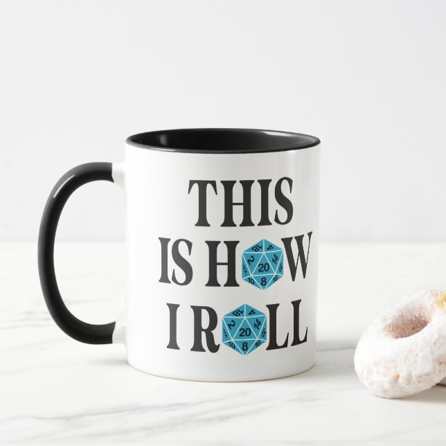 Taza Así es como rollo la camisa de los dados de 20 lad (Con donut)