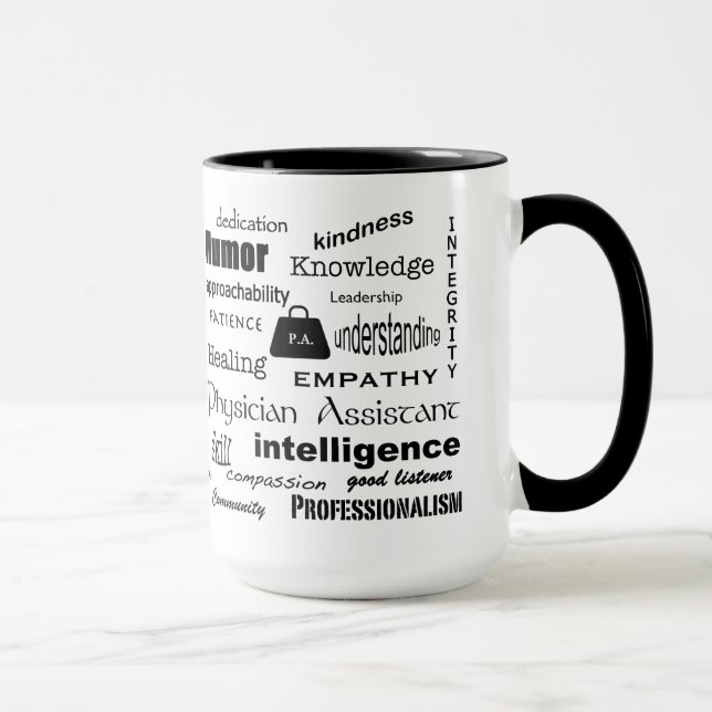 Taza Asistente del médico: Nube de palabras/Negro (Derecha)