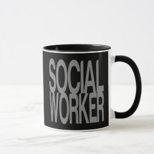 Taza Asistente social en texto de plata alto