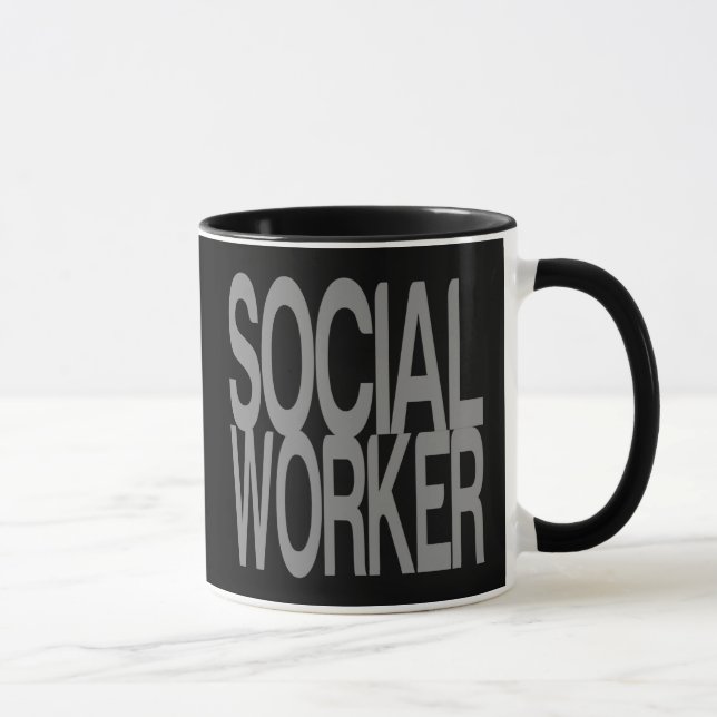 Taza Asistente social en texto de plata alto (Derecha)