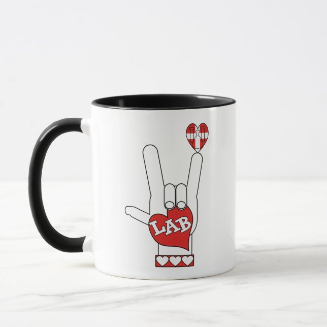 Taza ASL I Love YOU Rótulo LAB (LABORATORIO) (Izquierda)