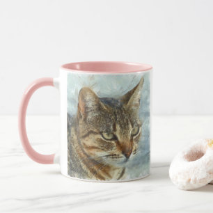 Taza Asombroso Gato Tabby Cerrar Portra Lápiz Gráfico
