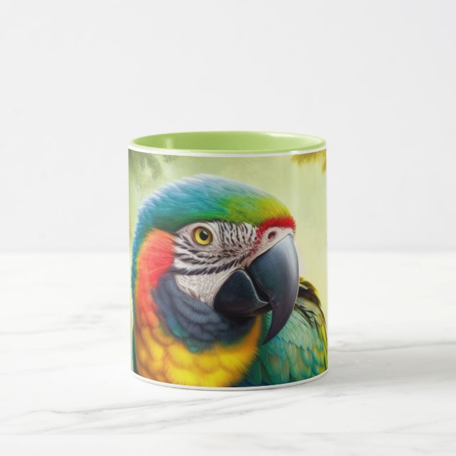 Taza Asombroso Personalizado Monograma loro Macaw Mug (Centro)