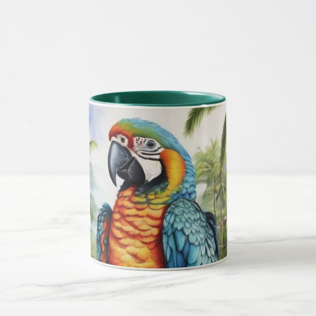 Taza Asombroso Personalizado Monograma loro Macaw Mug (Centro)