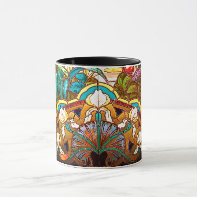 Taza Aspecto Art Nouveau de vidrio estampado floral (Centro)