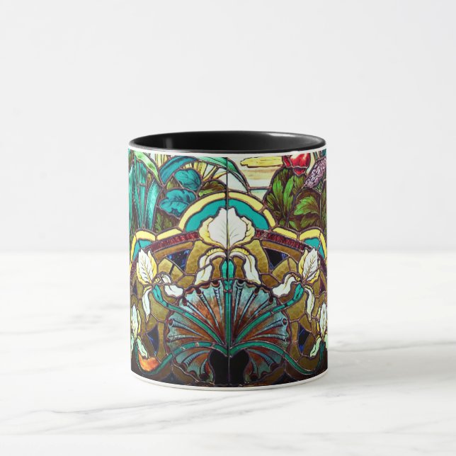 Taza Aspecto Art Nouveau de vidrio estampado floral (Centro)