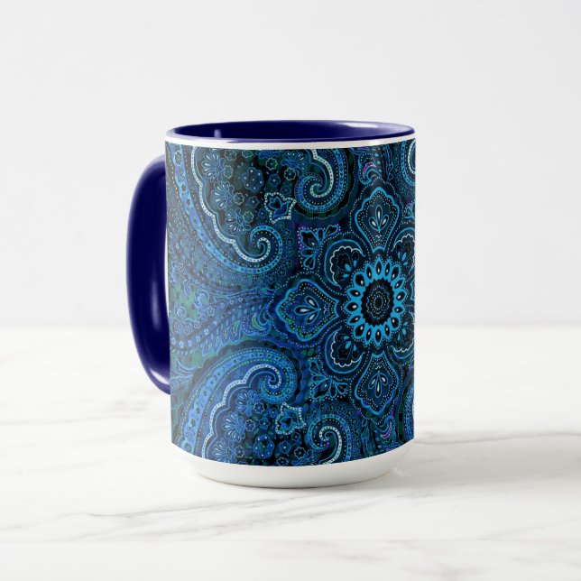 Taza Aspecto Bostálgico de Paisley Azul (Anverso izquierdo)