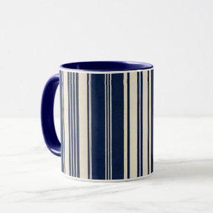 Taza Aspecto de Tejido Vintage Marfil Azul Marino Resta