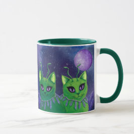 Taza astral del arte de los gatos del espacio de