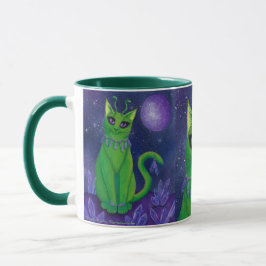 Taza astral del arte del gato del espacio de la
