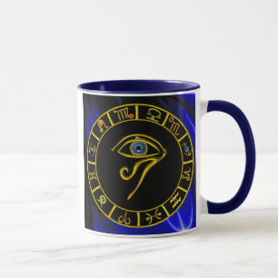 Taza ASTRAL HORUS EYE,Astrología AZUL TALISMAN