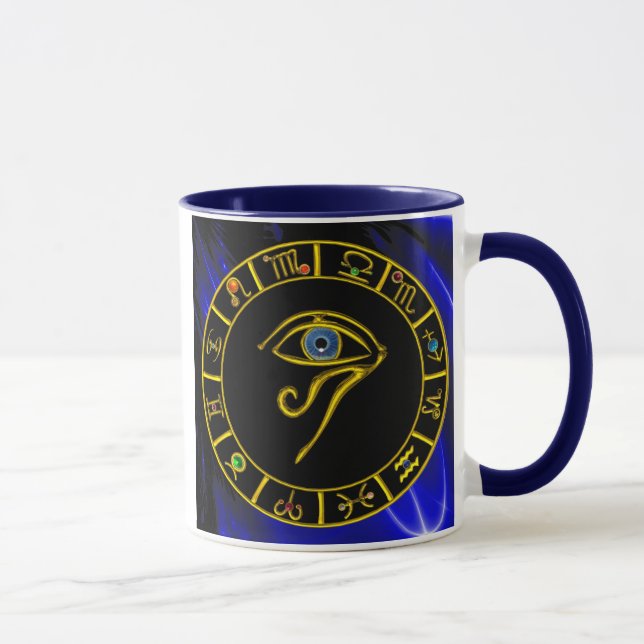 Taza ASTRAL HORUS EYE,Astrología AZUL TALISMAN (Derecha)