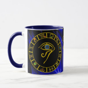 Taza ASTRAL HORUS OJO,TALISMAN AZUL Zodiac Gráfico
