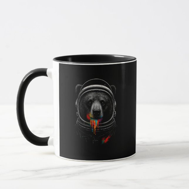 Taza Astronaut Bear with Neon Paint Drips Cosmic Animal (Izquierda)