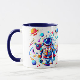 Taza Astronauta colorida y Univers en colores audaces