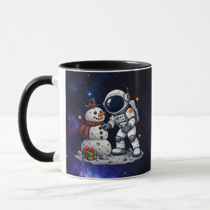 Taza Astronauta de Navidad construyendo un muñeco de ni