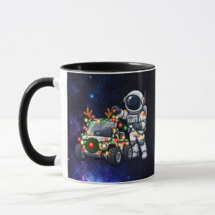 Taza Astronauta de Navidad decorando un Rover Lunar