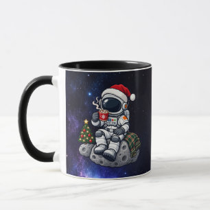Taza Astronauta de Navidad disfrutando del cacao lunar