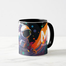 Taza Astronauta Espacial Colorido Nombre Personalizado