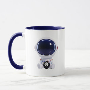 Taza Astronauta Kawaii Lindo Sentado con Bola 8 Espacio