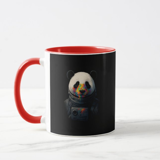 Taza Astronauta Panda con Salpicadura de Pintura Neon  (Izquierda)