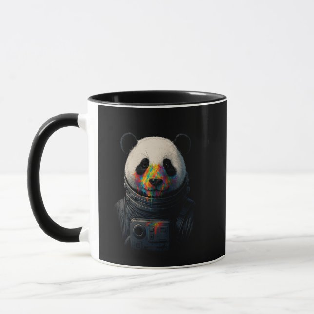 Taza Astronauta Panda con Salpicaduras de Pintura Neon  (Izquierda)