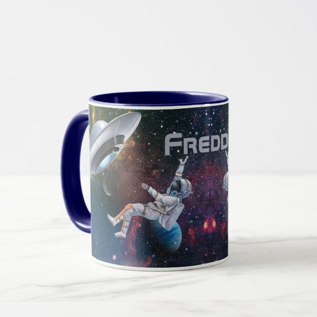 Taza Astronauta y ladrón volador personalizado (Anverso izquierdo)