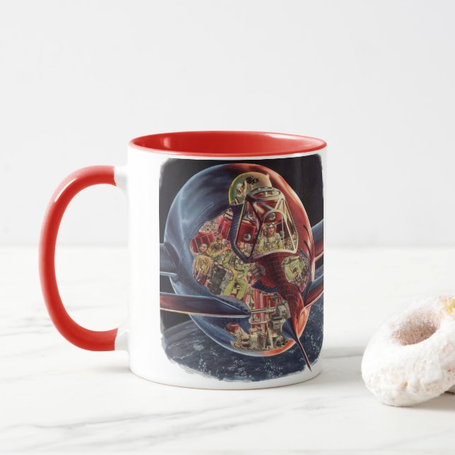 Taza Astronave Cohete Astronauta de Ciencia Ficción Vin (Con donut)