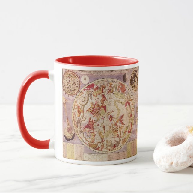 Taza Astronomía antigua, mapa celestial de Carel Allard (Con donut)