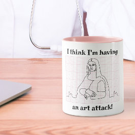 Taza Ataque artístico divertido Mona Lisa EKG Pun de ca