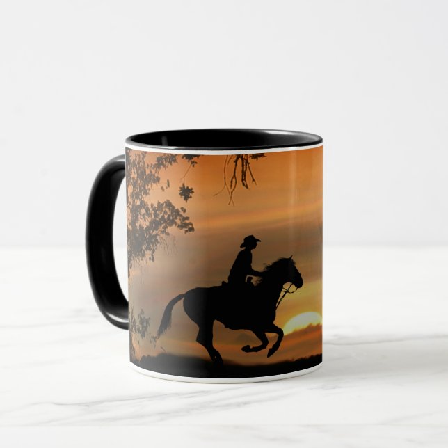Taza Atardecer de Vaquero y Caballo (Anverso izquierdo)