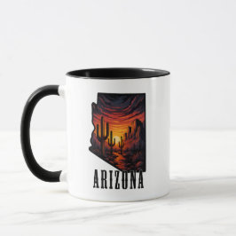 Taza Atardecer del desierto del estilo del tatuaje del