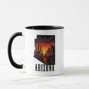 Taza Atardecer del desierto del estilo del tatuaje del 
