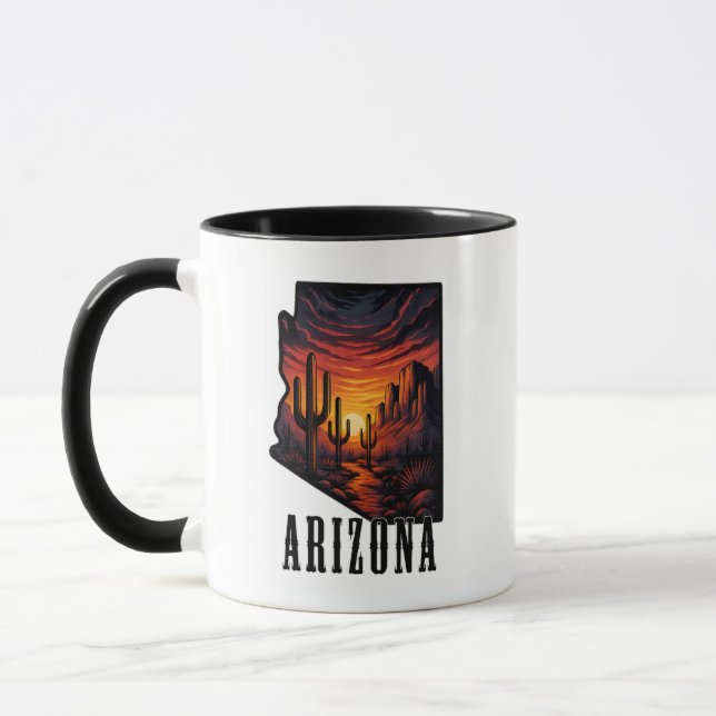 Taza Atardecer del desierto del estilo del tatuaje del  (Izquierda)