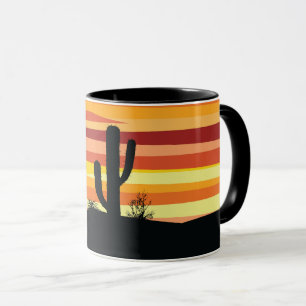 Taza Atardecer del desierto geométrico
