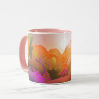 Taza Atardecer Desértico Vibrante Escénico Natural