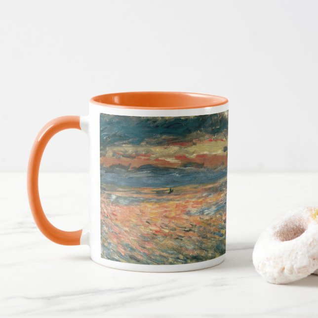 Taza Atardecer en el mar por Pierre Renoir, Bella Artes (Con donut)